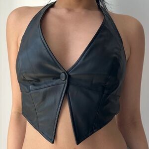 AFRM Black Faux Leather Vest